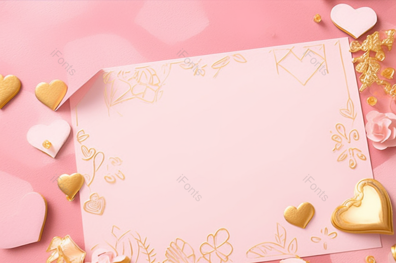 金色花卉爱心情人节节日背景,插画/手绘图,插画/手绘图库,插画/手绘图下载,插画/手绘